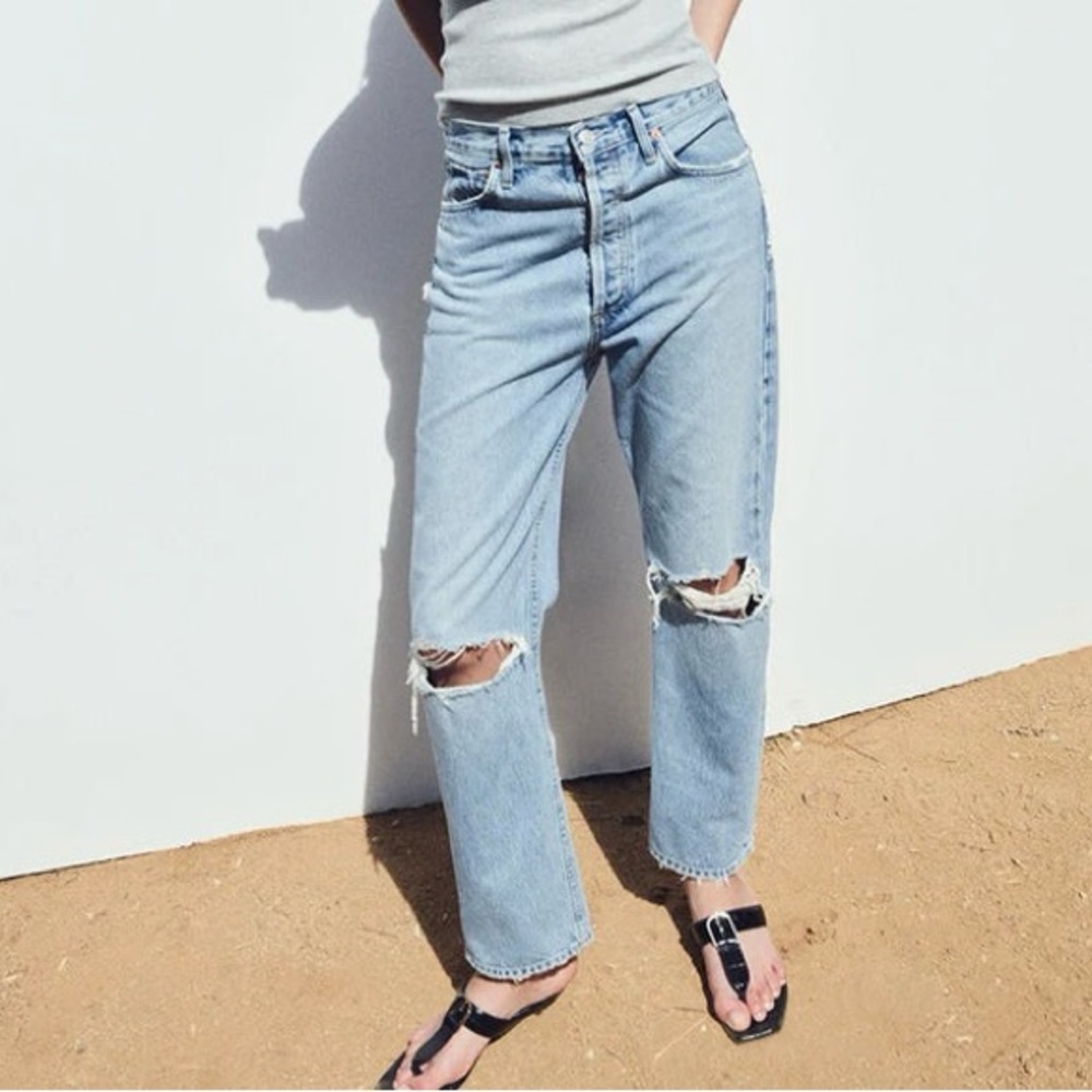 Agolde Mia Light Blue Ripped Jeans size 23
